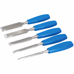 Assortiment de 5 ciseaux à bois de 6, 13, 19, 25 et 32 mm. Lames de qualité professionnelle en acier trempé et revenu Manche  ...