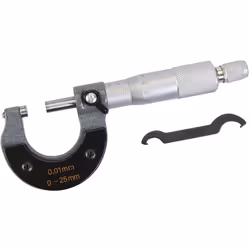 Micromètre PALMER avec une plage de mesure de 0 à 25 mm. Instrument de mesure avec corps émaillé, tambour et bague graduée en ...