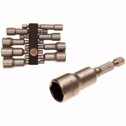 Ensemble de 8 douilles 6 pans à entraînement 6,3 mm (1/4") de 6 à 13 mm. Douilles 6 pans pour visseuse avec aimant de maintie ...