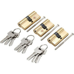 Bgs Technic - 3 barillets cylindres de serrure en laiton avec 9 cles
