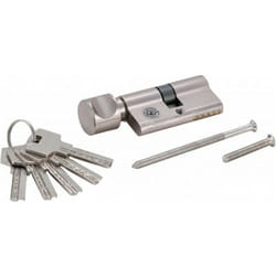 Cylindre de serrure de securite avec bouton 60 mm 30/30 et 5 cles
