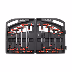 Coffret de 16 clés mâles Torx + Résistorx et Allen à poignée T - 8 Clés mâles à poignée T coudées 6 pans métriques (dites cle ...