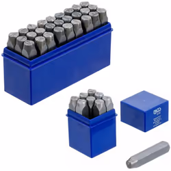 Kit de 27 lettres et de 9 chiffres à frapper pour l'estampage sur les métaux et sur d'autres matériaux tel le cuir. Le kit co ...