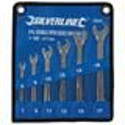 Clés plates doubles - SILVERLINE - Lot de 6 - Chrome-vanadium - Têtes inclinées