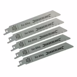 Jeu de 5 lames de scie sabre pour la coupe fine du bois et des alliages tendres. En acier à haute teneur en carbone. Pour une ...
