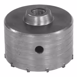 Trépan Ø 100 mm en acier robuste et tranchants en TCT pour le béton, briques et béton cellulaire. S'utilise avec un arbre com ...