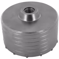 Scie trépan de Ø 125 mm pour béton, brique, béton cellulaire. Tranchants en carbure de tungstène. S'utilise avec un arbre com ...