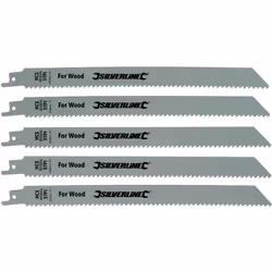 Lot de 5 lames pour une coupe grossière du bois pour toute scie-sabre à emmanchement universel 1/2". Elles sont utilisées pou ...