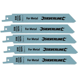 Silverline - 5 lames de scie sabre bimetal pour une coupe fine du metal