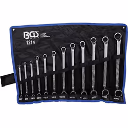 Trousse de clés à oeil professionnelles contre-coudées de 6 à 32 mm et de qualité BGS Technic - 12 pièces. Clés à oeil 12 pan ...