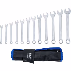 Assortiment de 12 clés mixtes (plates et à ?il) en acier chrome-vanadium de 8 à 19 mm. Clés de qualité BGS Technic pour un us ...