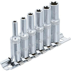 Jeu 6 douilles extra longues carre 1/4 profil torx e bgs de e4 à e10