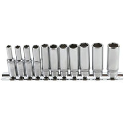 11 douilles carre 1/4 aux pouces 6 pans extra longues bgs de 3/16 à 1/2