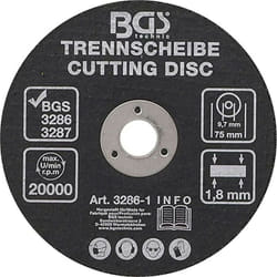 Bgs Technic - Disque 75 x 1.8 x 10 mm a tronconner pour meuleuses pneumatique