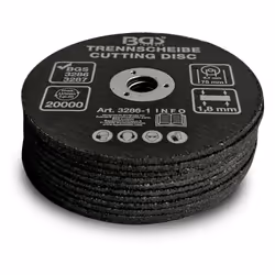 10 disques à découper pour meuleuses pneumatiques 75 x 1.8 mm Caractéristiques techniques : Régime max. 20 000 tr/min Diamètr ...