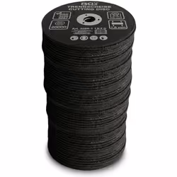 50 disques à découper pour meuleuses pneumatiques 75 x 1.8 mm. Caractéristiques techniques : Régime max. 20 000 tr/min Diamèt ...