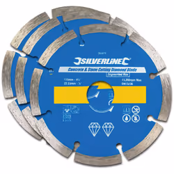 Lot de 3 disques diamant d'un diamètre de 115 mm à tronçonner le béton et la pierre. Disques à segments de 7 mm de haut pour  ...