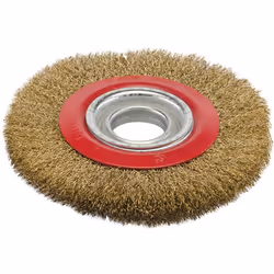 Brosse circulaire métallique pour touret - 150 mm x 32 mm, avec des adaptateurs pour axes de 12, 16, 20, 22 et 25 mm. Fils d' ...