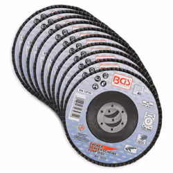 Lot de 10 disques à lamelles Ø 125 mm - 22 mm - grain de 40 - BGS Technic. Pour meuleuses d'angle, Pour le ponçage, l'ébarbag ...