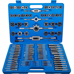 Coffret-valise de tarauds et filières métriques de 2 à 18 mm de qualité BGS - 110 pièces. En acier tungstène GCr15. Pour les ...