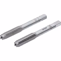 Ensemble de 2 tarauds M7 X 1.00 mm. Le taraud ébaucheur, marqué d'un trait circulaire, est le premier à passer. L'autre est l ...