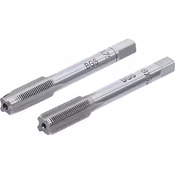Ensemble de 2 tarauds M8 X 0.75 mm. Le taraud ébaucheur, marqué d'un trait circulaire, est le premier à passer. L'autre est l ...