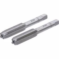 Ensemble de 2 tarauds de M11 x 1.5 mm de qualité BGS Technic. Le taraud ébaucheur, marqué d'un trait circulaire, est le premi ...