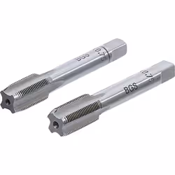 Ensemble de 2 tarauds de M11 x 0.75 mm de qualité BGS Technic. Le taraud ébaucheur, marqué d'un trait circulaire, est le prem ...