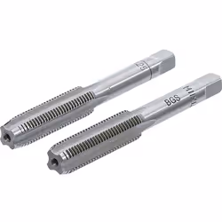 Ensemble de 2 tarauds de M11 x 1.25 mm de qualité BGS Technic. Le taraud ébaucheur, marqué d'un trait circulaire, est le prem ...