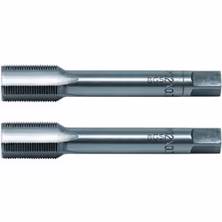 Ensemble de 2 tarauds de M12 x 0.75 mm de qualité BGS Technic. Le taraud ébaucheur, marqué d'un trait circulaire, est le prem ...