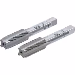 Ensemble de 2 tarauds de M12 x 1.00 mm de qualité BGS Technic. Le taraud ébaucheur, marqué d'un trait circulaire, est le prem ...