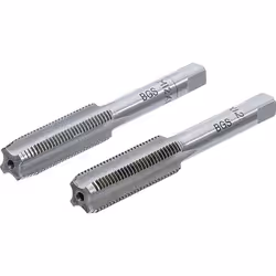 Ensemble de 2 tarauds de M12 x 1.25 mm de qualité BGS Technic. Le taraud ébaucheur, marqué d'un trait circulaire, est le prem ...
