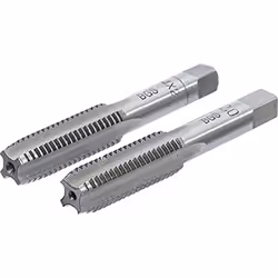 Ensemble de 2 tarauds de M14 x 2.00 mm de qualité BGS Technic. Le taraud ébaucheur, marqué d'un trait circulaire, est le prem ...