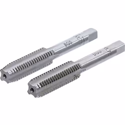 Ensemble de 2 tarauds de M12 x 1.75 mm de qualité BGS Technic. Le taraud ébaucheur, marqué d'un trait circulaire, est le prem ...