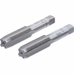 Ensemble de 2 tarauds de M16 x 1.50 mm de qualité BGS Technic. Le taraud ébaucheur, marqué d'un trait circulaire, est le prem ...