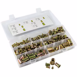 Coffret d'inserts filetés de 3 à 12 mm - 235 pièces. En acier zingué bichromaté. Utilisation : Les inserts filetés sont des é ...