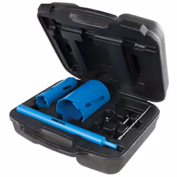 Coffret de 3 Trépans diamantés 27, 53 et 106 mm filetage femelle 1/2 BSP pour un usage intensif. Scies trépans diamantées hau ...