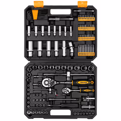 Cet ensemble Deko Tools contient 121 outils avec carré conducteur de 1/4 et de 1/2 que vous utiliserez lors des travaux de mé ...
