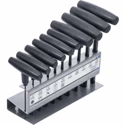Assortiment de clés Allen mâles longues avec poignées en T sur support - 10 pièces. Fabrication BGS DIY, En acier chrome-vana ...