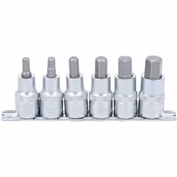 Jeu d'embouts à douille 6 pans métriques CHC, BTR, ALLEN de 6 à 14mm pour cliquet avec carré conducteur 1/2" (soit 12,7mm). Q ...