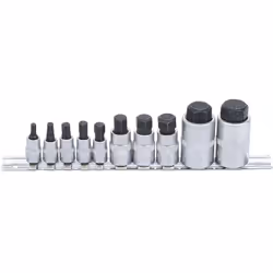 Lot de 10 embouts à douille ultra basses 6 pans métriques CHC, BTR, ALLEN de 4 à 19mm. Qualité professionnelle de marque BGS  ...