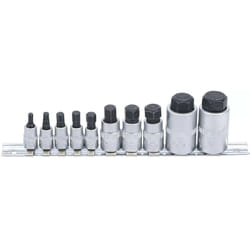 Jeu de 10 douilles a embouts extra courtes 6 pans males de 4 à 19 mm