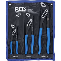 Lot de 3 Pinces multiprises de 175, 240, 300 mm BGS TECHNIC avec charnières entrepassées et protection anti pincement. Avec b ...