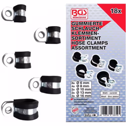 Coffret de 18 colliers de serrage assortis - colliers de fixation avec revêtement en caoutchouc. Collier en acier galvanisé a ...