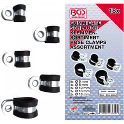 Bgs Technic - Assortiment de colliers de serrage colliers de fixation avec bande caoutchouc