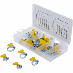 Coffret de 26 colliers de serrage assortis - colliers à écrous papillon. Colliers pouvant être posés sans outil. Contenu du c ...