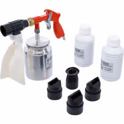Kit complet comprenant un pistolet de sablage avec 2 bidons de sable et 4 embouts différents. Réservoir pour le sable d'une c ...