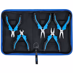 Jeu de 5 mini pinces BGS TECHNIC de précision assorties. Avec double ressort intérieur. Poignées isolées. Pochette comprenant ...