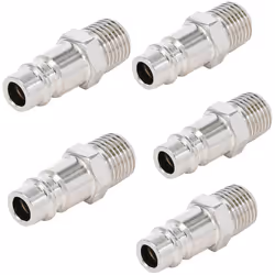 Lot de 5 Embouts pour raccord pneumatique EURO filetage mâle 1/4" BSP. Raccord de tuyau mâle et filetage mâle. Filetage coniq ...