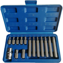 Coffret de 14 embouts torx t20 à t55 courts et longs carre adaptateur 1/2